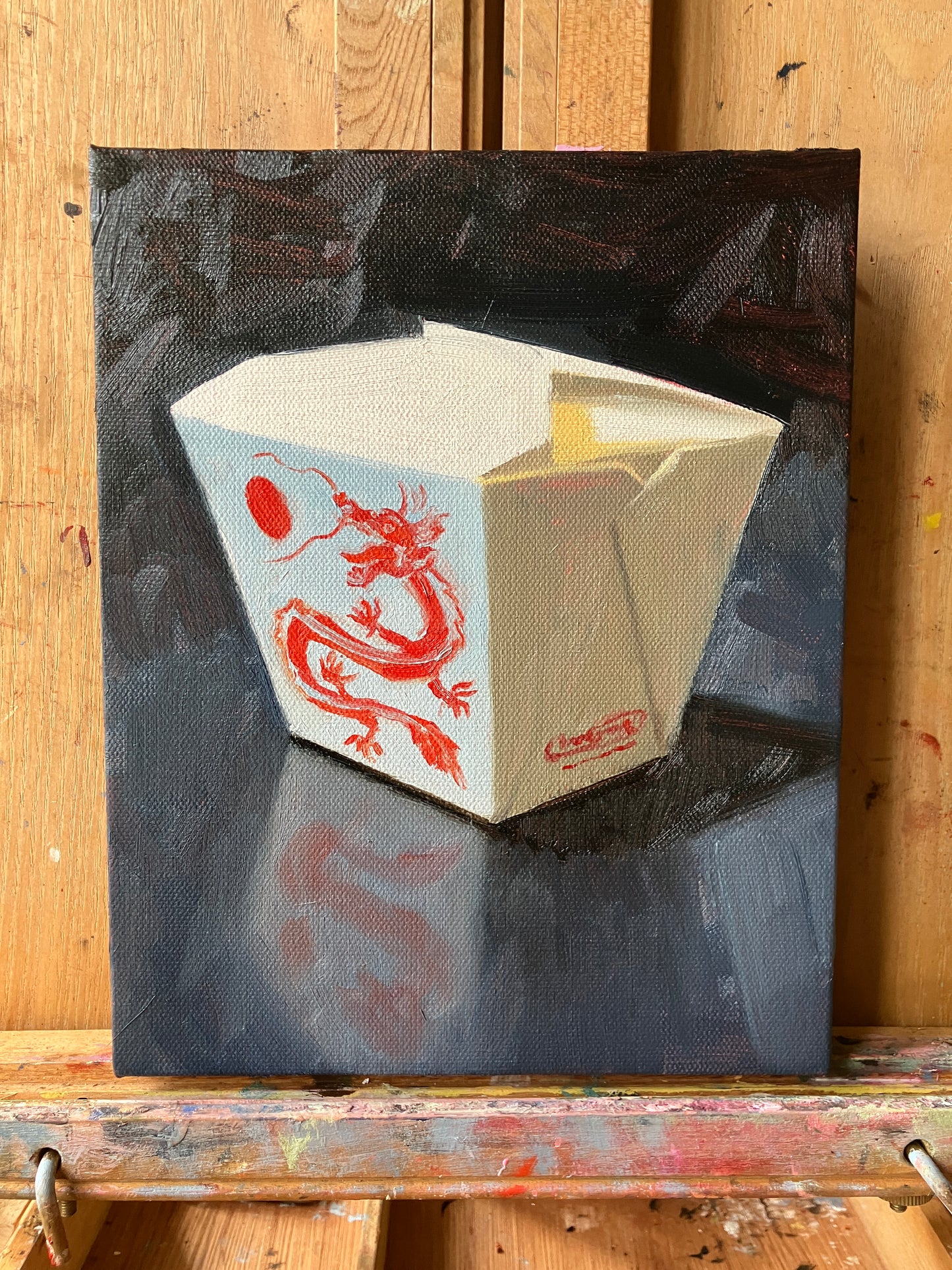 Takeout Container (Dragon, Navy) β Original Painting