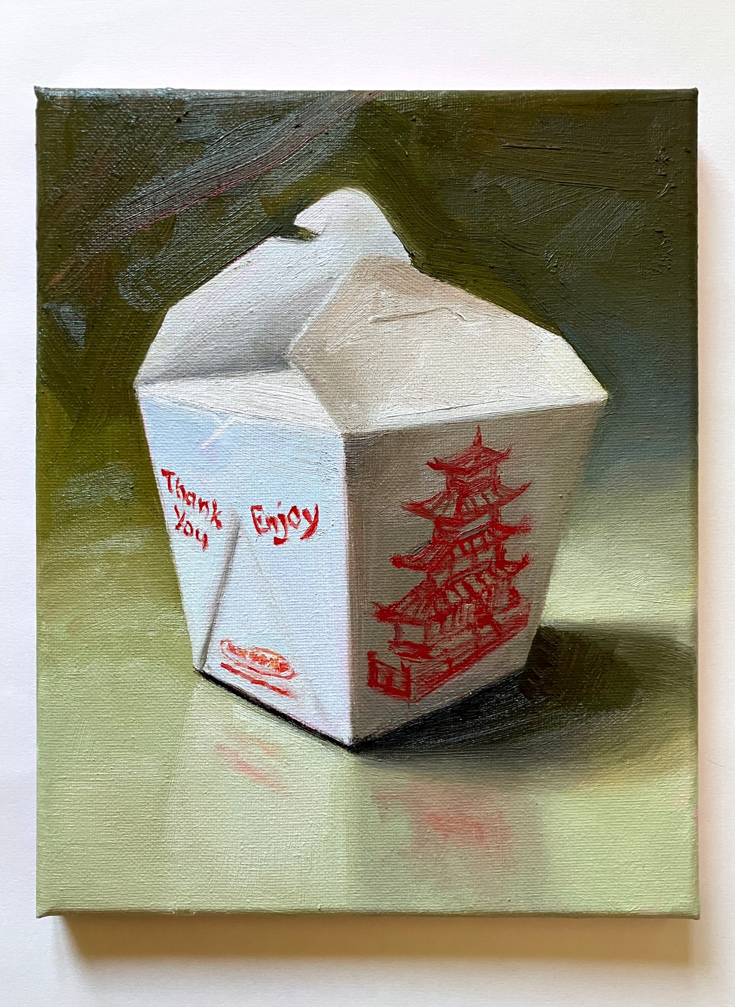 Takeout Container (Pagoda, Green, 8"x10") – Original Painting