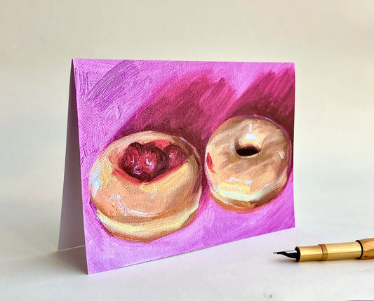 “The Kiss” Donut Greeting Card – Pink