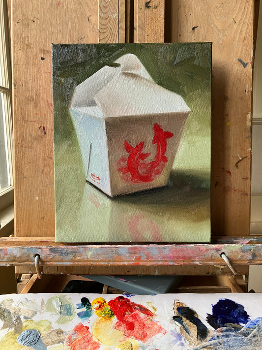 Takeout Container (Fish, Green 8"x10") – Original Painting